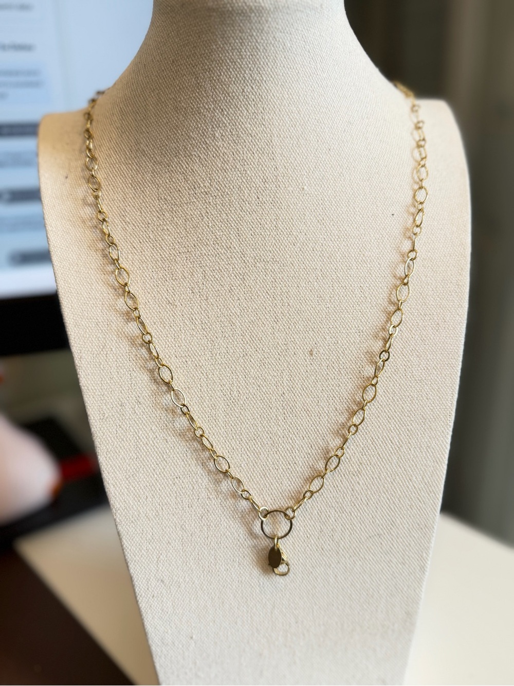 Origami Owl Gold Link Necklace with Drop Accent 16”